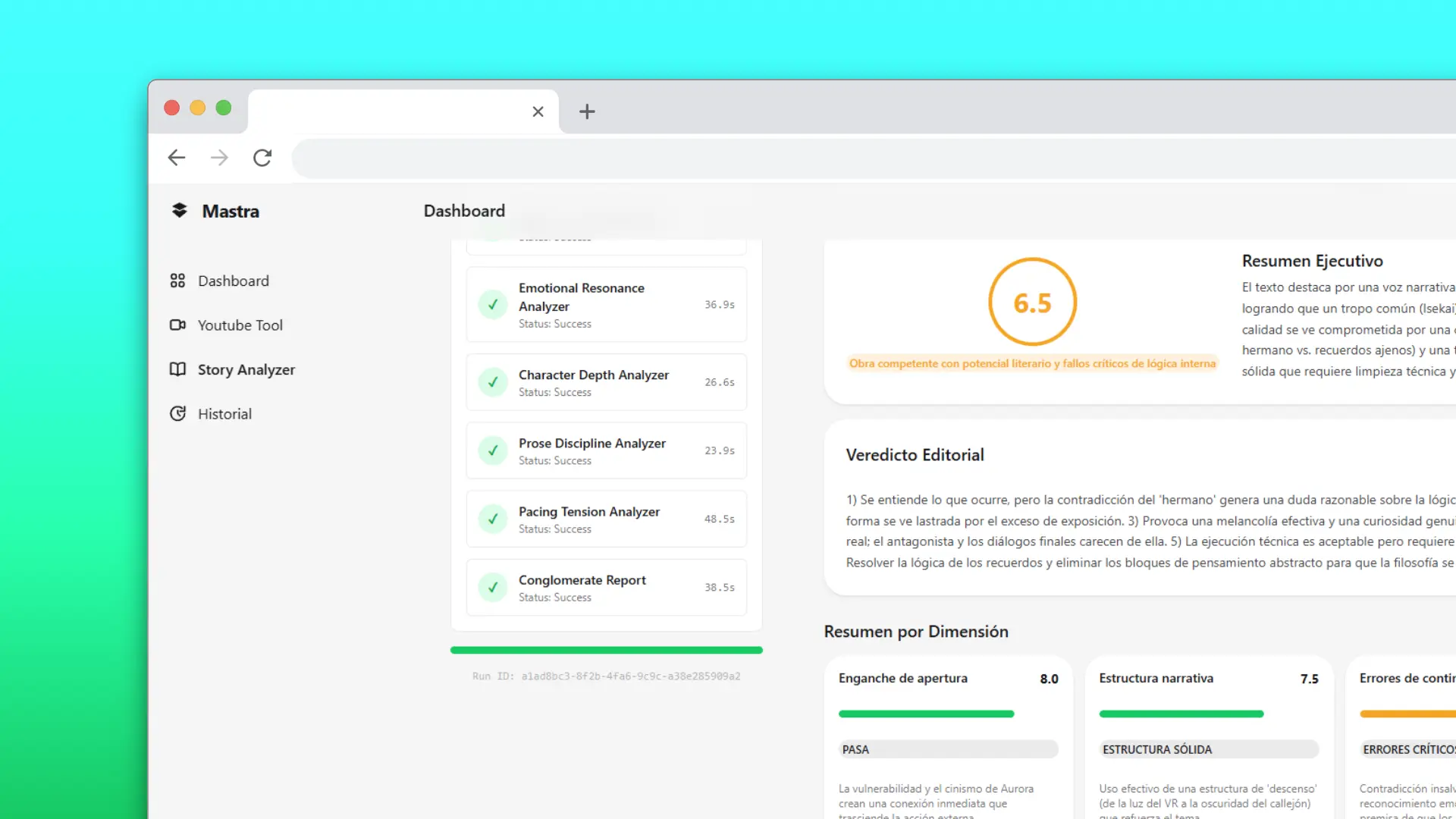 ELNMastraTools dashboard